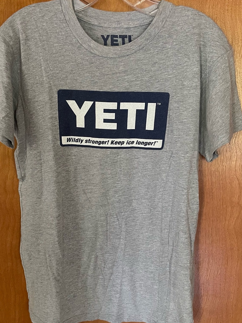 Yeti Unisex Gray Short Sleeve Tee with Navy Logo